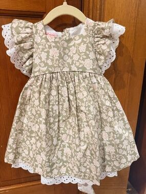 La Coqueta Olive Floral Neva Girl Empire Dress 3Y